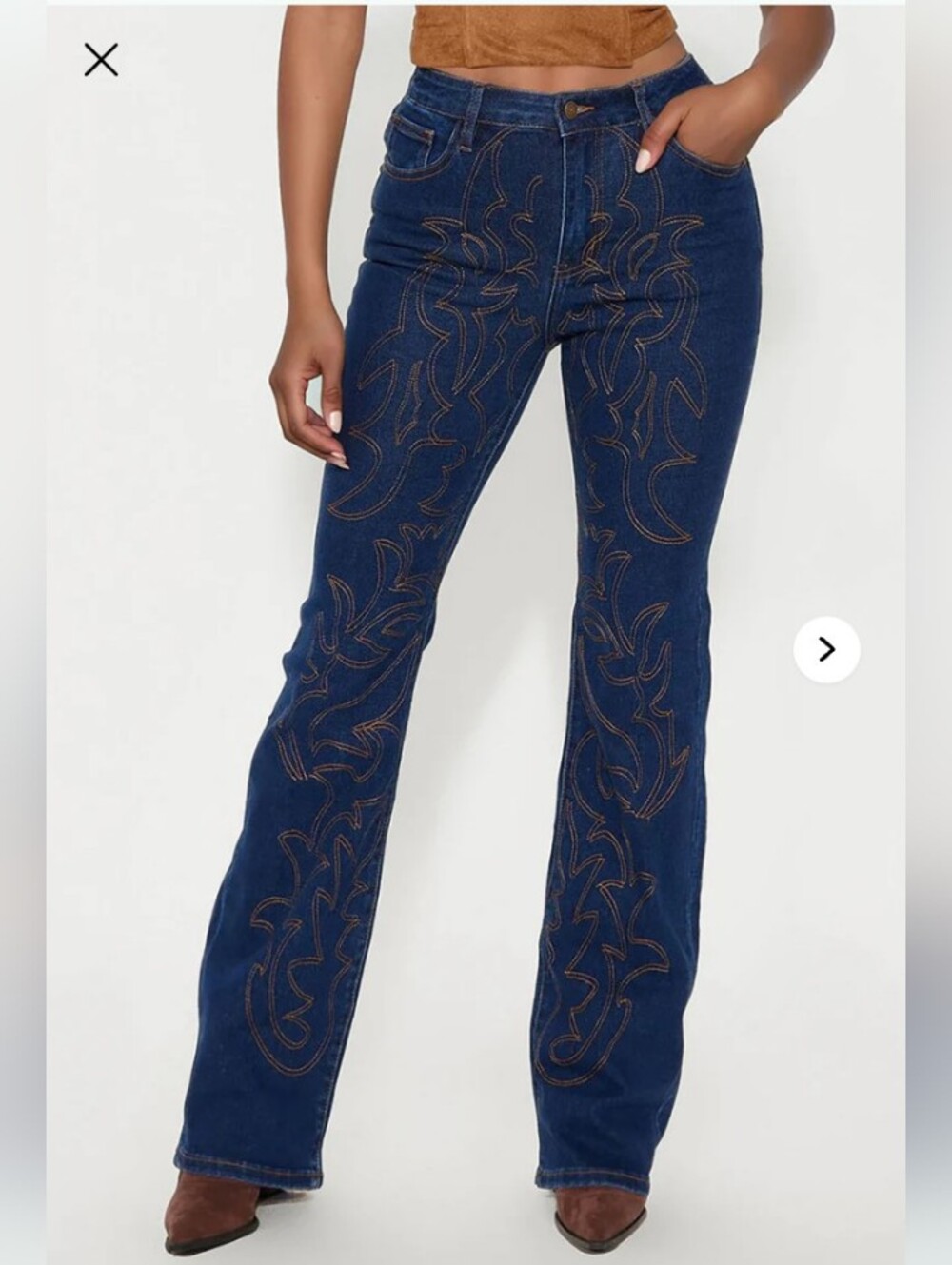 Fashion Nova Wild West  Embroidered Jeans-Plus Size